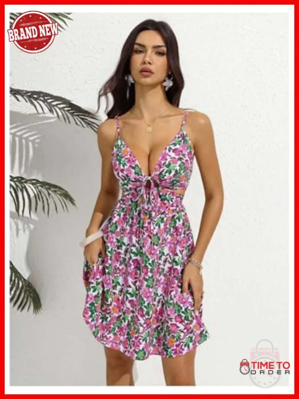 Boho Floral Sleeveless V-Neck Cut Out Cami Sundress